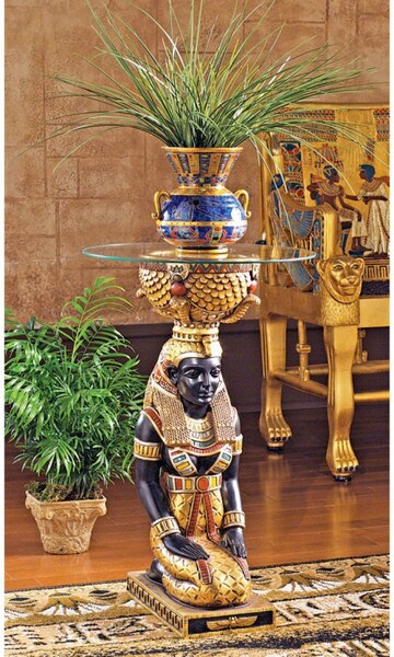 Large Egyptian Goddess Eset Glass Topped Table Sculpture Display Decorative